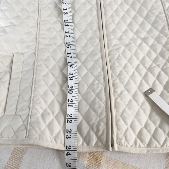 🎁2/$12 JANE ASHLEY SM CREAM FULL ZIP  THIN DIAMOND QUILT 2 POCKET VEST - Picture 6 of 10